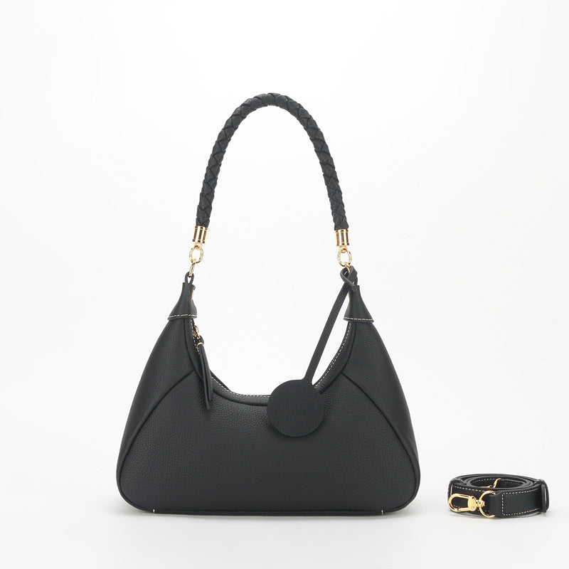 Leather Underarm Woven Crossbody Bag