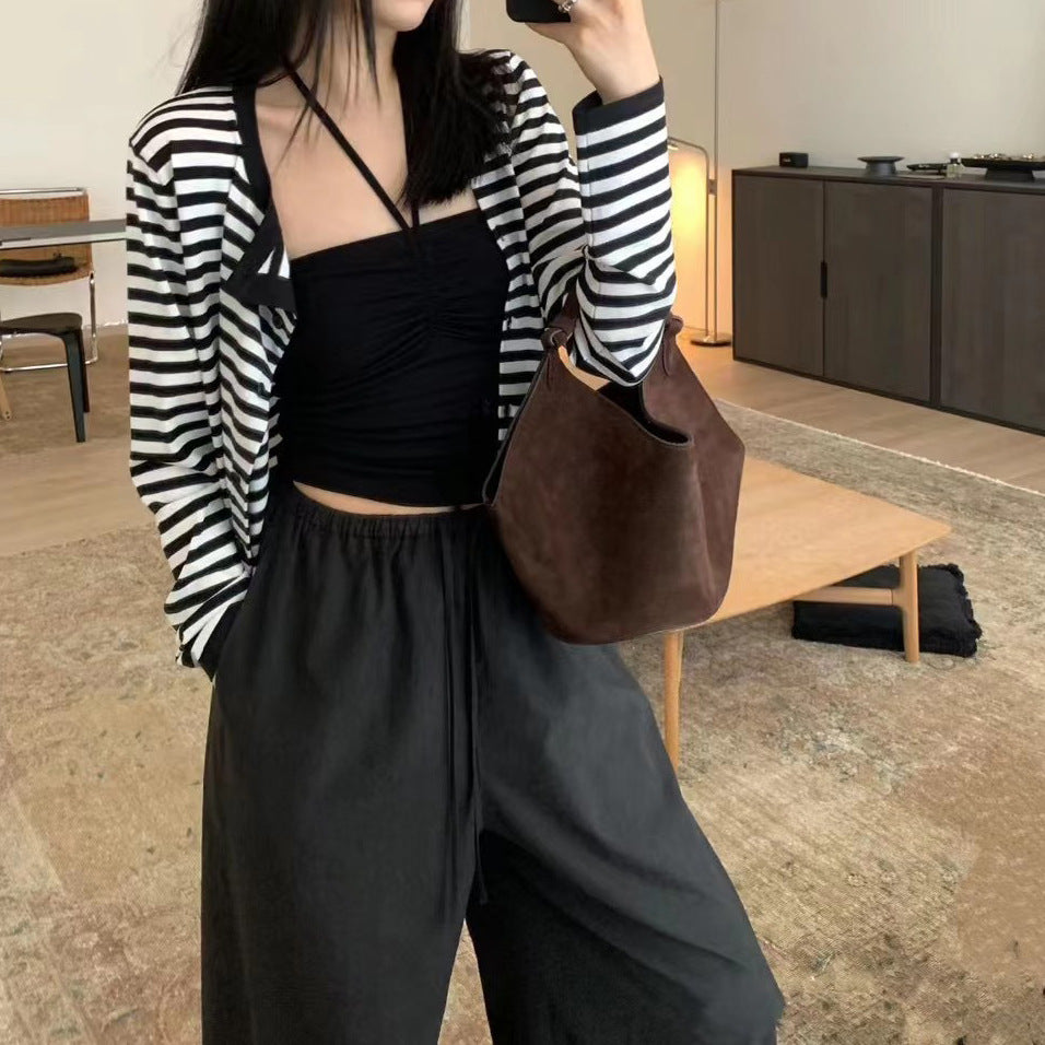 Frosted Cowhide Bucket Bag