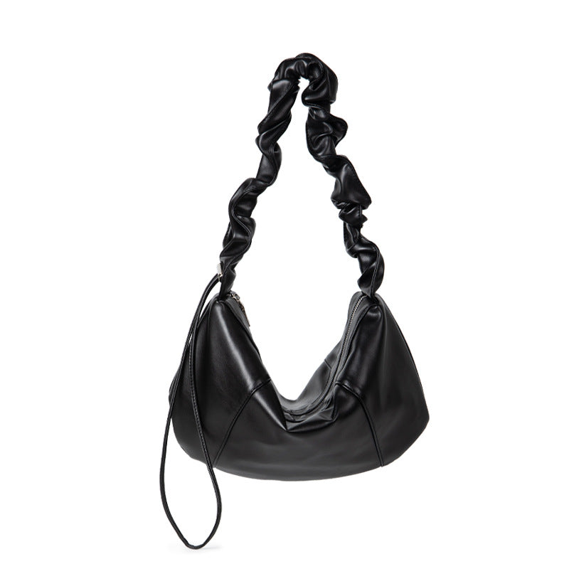Ruffle Leather Underarm Bag