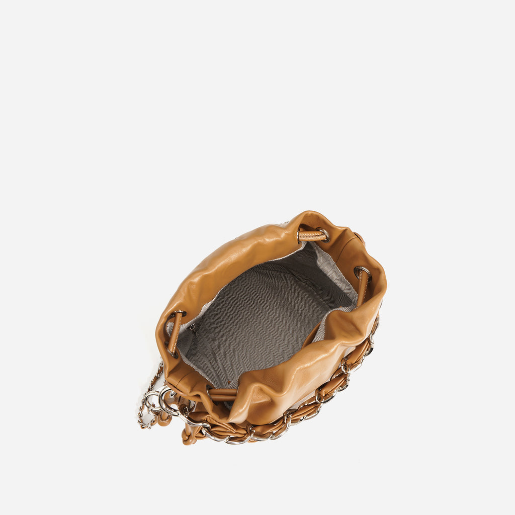 Drawstring Leather Bucket Bag